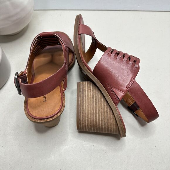 New Lucky Brand Lemia Heel Leather Sandal Burgundy Women's 6.5M/EU37 NWOB - Picture 8 of 11